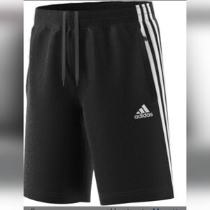 Adidas Shorts Youth Unisex Black 3 Stripes Size Medium, Zipper Pockets